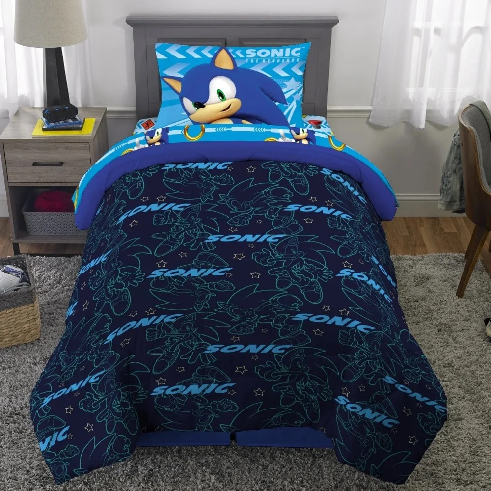 Sonic Tails Knuckles 2-Piece Reversible Bedding Comforter Set - Twin/Full